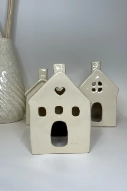 Casita Navideña Ceramica esmaltada chica